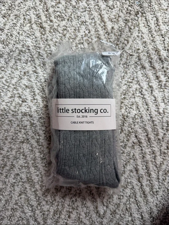Little Stocking Co. Girls' Cable Knit Tights - Gray