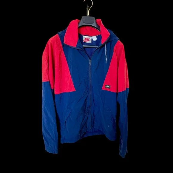 Vintage 80's Nike Windbreaker‎ Jacket Colorblock Hooded Full Zip