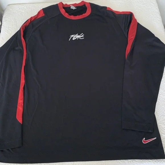Vtg 90s Nike Air Jordan Flight Shooting Shirt‎ XL/XXL Black Red Warm Up Jersey