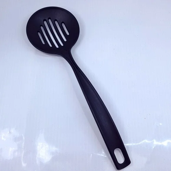 Heat Resistant Slotted Spoon Skimmer strainer Black Kitchen Utensil Nylon 890-5