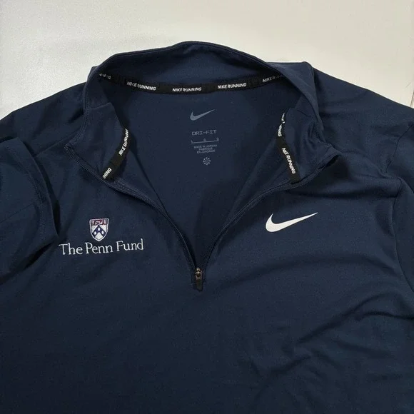 UPenn Quakers Nike Running Element Dri-FIT 1/4 Zip Pullover Large Navy Blue
