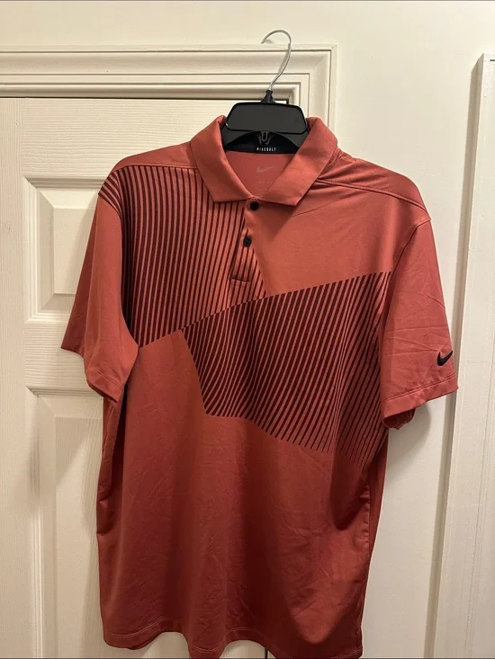 Nike Men’s Rust Red Diagonal Stripe Performance Polo