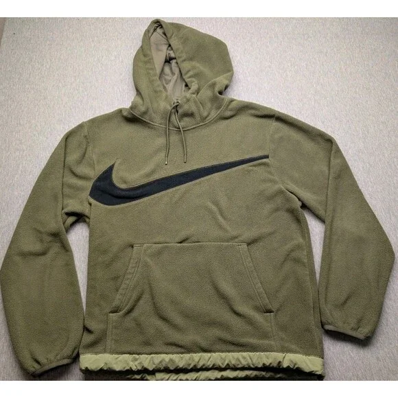 Nike Club Fleece Winterized Pullover Hoodie Mens Small Green DQ4896 222