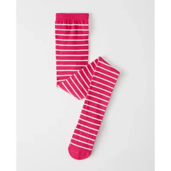 Hanna Andersson Bright Basics Striped Tights Pink Flower + Hanna White Size 5-7