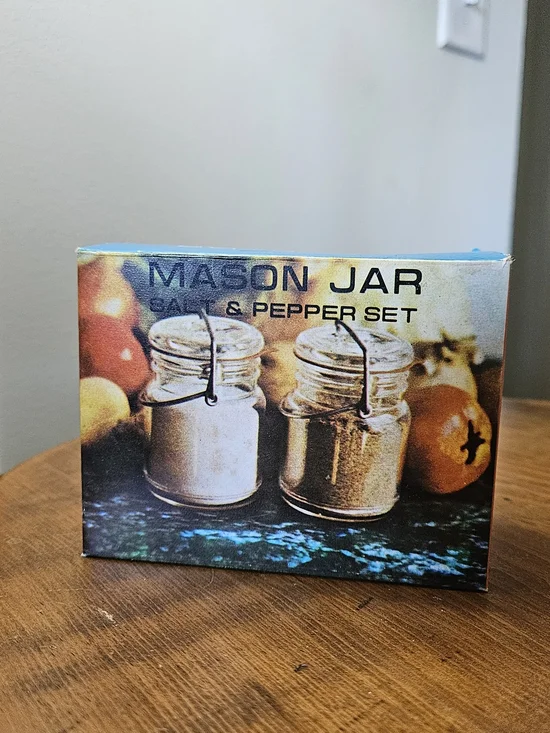 Mason Blue Salt & Pepper Set •Vintage• Made In Hong Kong Circa 1960s