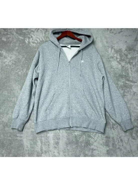 NWOT Nike Men's  L Gray Full-Zip Hoodie Sweatshirt  Cotton Blend e1716