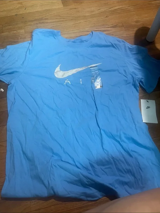Nike Light Blue Short Sleeve T-Shirt with Silver Swoosh