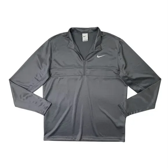 Nike Sweatshirt Mens M Medium Grey Essential Dri Fit Half Zip Golf Mock Pullover