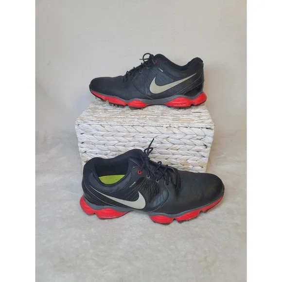Nike Lunar Control II Golf Shoes Black Activewear 628574-003 Mens 9.5 Spiked