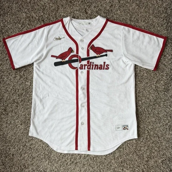 Nike St. Louis Cardinals Cooperstown Collection Jersey Mens Large White Red NEW
