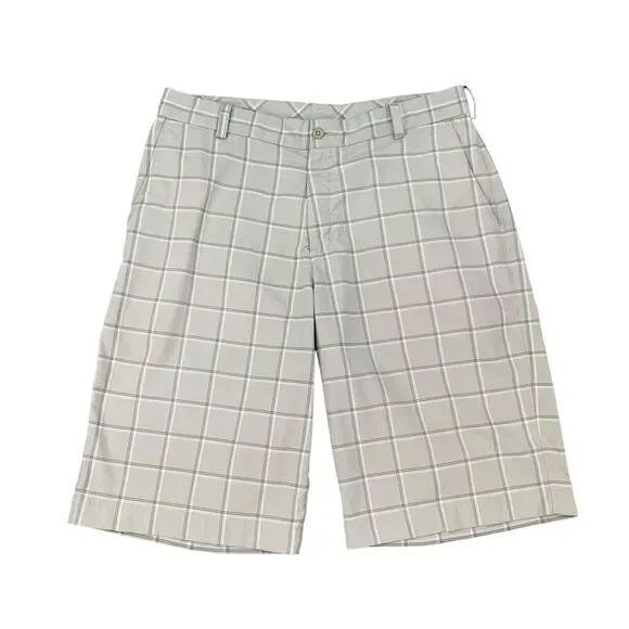 Nike Golf Shorts Mens 36 Beige Check Plaid Stretch Flat Front Lightweight Chino