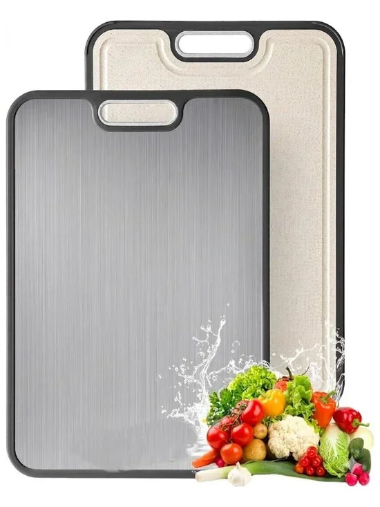 Pure Titanium Chopping Board for Kitchen 2-in-1 Non-Toxic Food Grade, Knife Frie