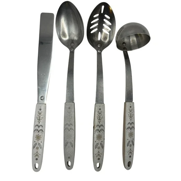 Vtg Ekco Flint Arrowhead Harvest Wheat Kitchen Utensils Set 4 MCM Retro USA 50s