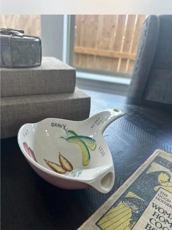 Vintage Ceramic Gravy Separator Dish - Fruit Motif