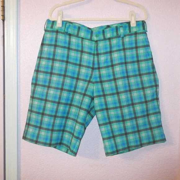 Nike Golf Shorts Mens Size 34 Performance Stretch Dri-Fit Blue Plaid Gorp 11”