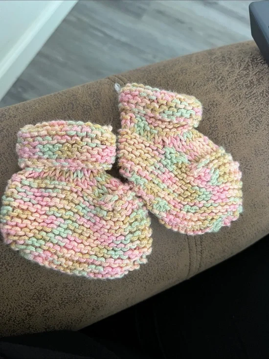 Handmade Pastel Knit Baby Booties - Pink, Cream & Mint