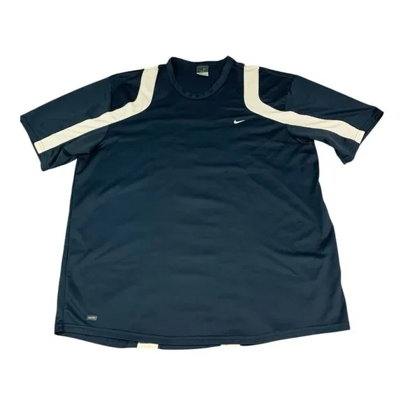 Nike Dri Fit Navy Blue w/ White Trim Tennis Athletic Shirt, Men’s Size XL