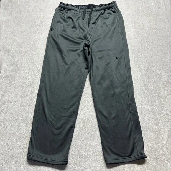 Nike Therma-FIT Mens XL Gray Fleece Lined Athletic Training Pants Drawstrings