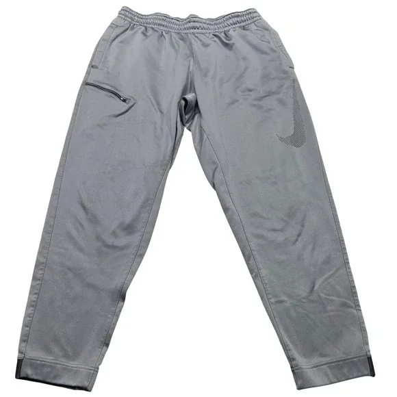 Nike Dri-FIT Mens XXL Grey Fleece Lined Jogger Sweatpants Zipper Pocket Swoosh