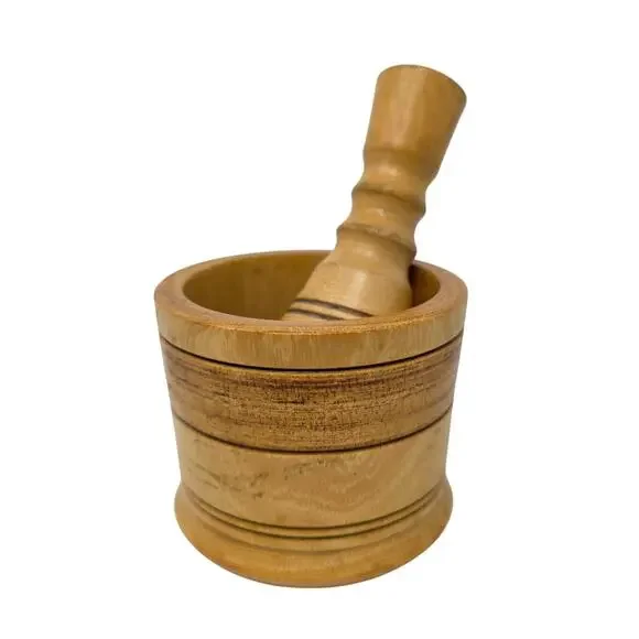 Vintage Wooden Mortar and Pestle Hand Turned Hardwood Kitchen Herb Spice Grinder