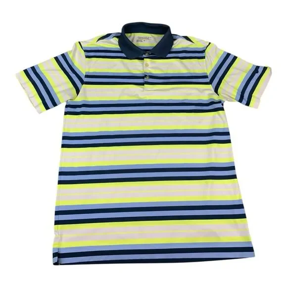 Nike Golf Dri-Fit Polo Shirt, Tour Performance, Green Blue Stripes Men's Medium