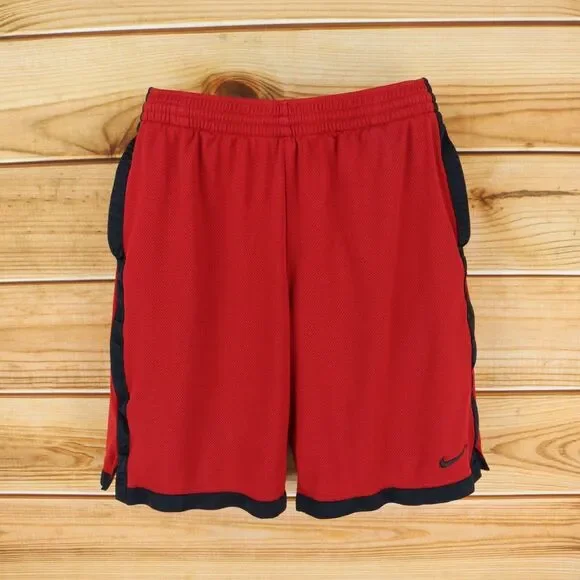 Nike Athletic Gym Shorts Mens Size M Red Basketball‎ Pockets Elastic Waist