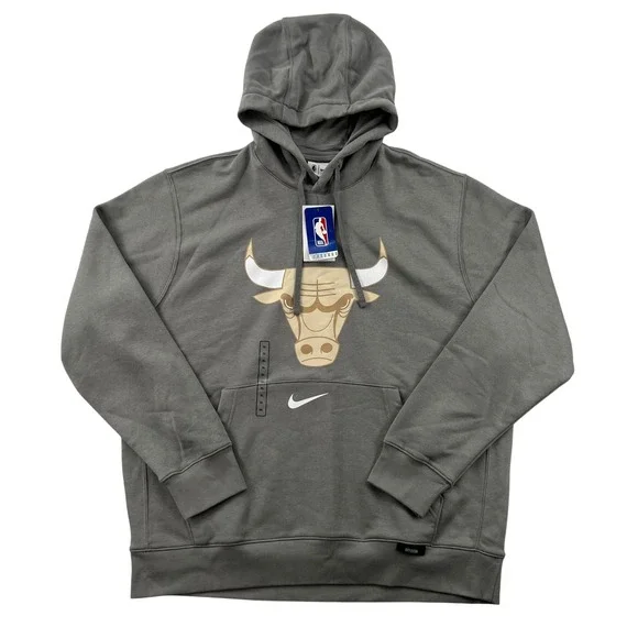 NEW Nike Chicago Bulls NBA City Edition Gray Pullover Hoodie Mens XL Deadstock