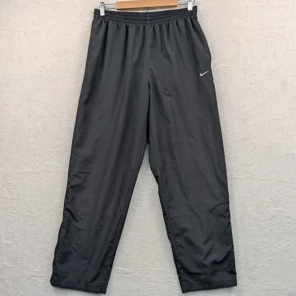 VTG Nike Track Pants Men's L Gray Baggy Swoosh Nylon Windbreaker Sportswear Y2K