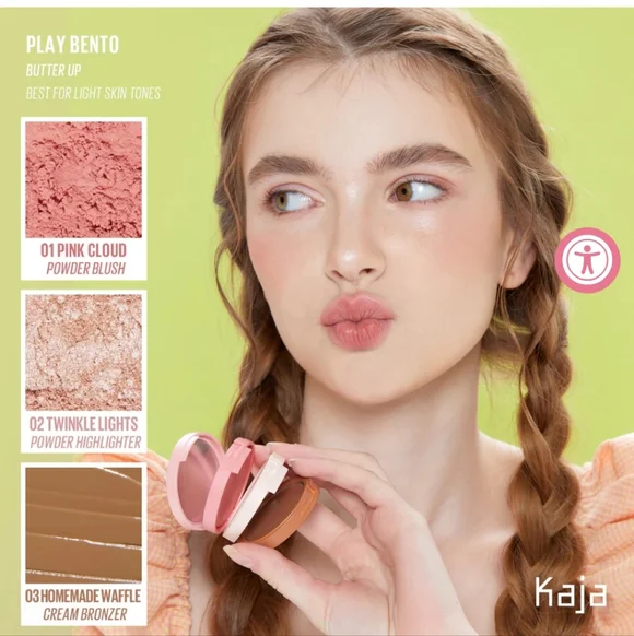 Kaja‎ Beauty Bento Blendable Sculpting Trio 01 Butter Up NIB Blush And Bronzer