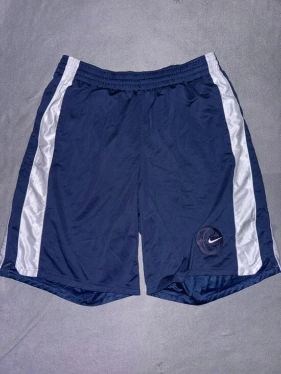 Nike Mens Large Basketball Shorts Navy Blue White Athletic Training Gym Shorts
