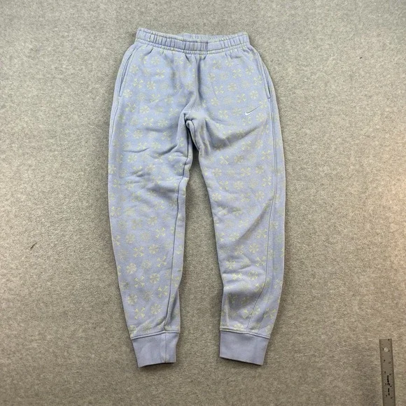 Nike NSW Club AOP Fleece Pants Pants Mens Size XS Blue Chill Snowflake Pattern‎
