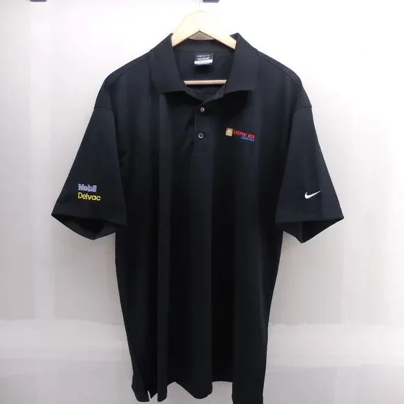 NIke Golf Tropic‎ Oil Company Mobil Delvac Black Mens XL Polo Shirt