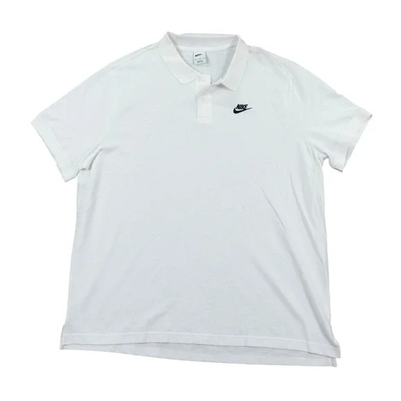 Nike Sportswear Cotton Polo Mens XXL White Embroidered Logo Streetwear Casual