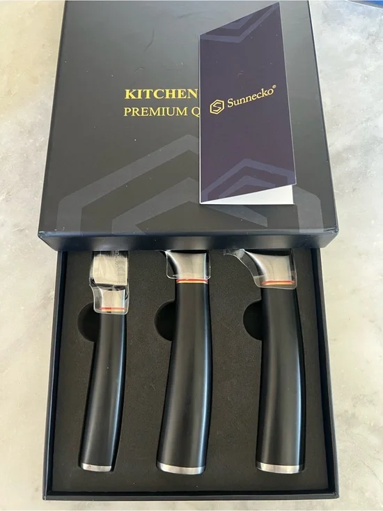 Sunnecko 3-Piece Kitchen Utensils Set - Black Handles BRAND NEW