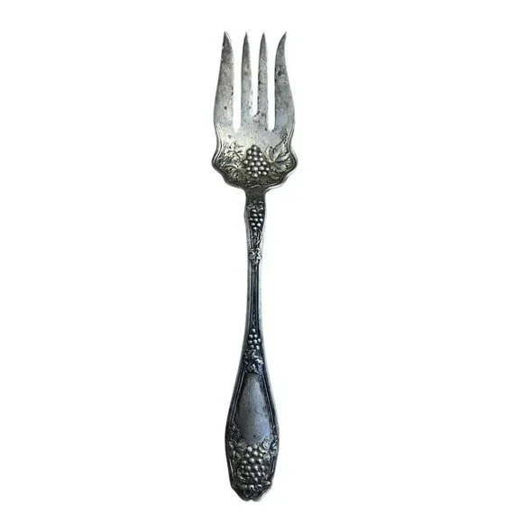 RCCO Bouquet Plate Vendome‎ Silverplate Meat Fork 8 1/2”