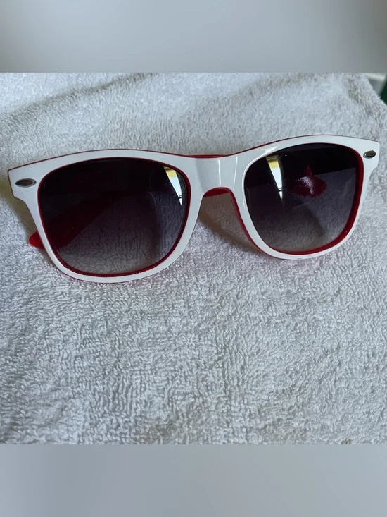 White Frame Sunglasses with Red Accents