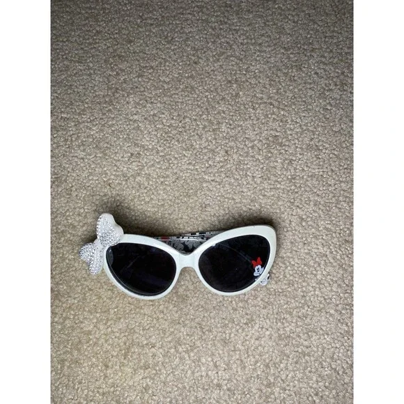 Disney Minnie Mouse Girls White Rhinestone Bow Cat Eye Sunglasses