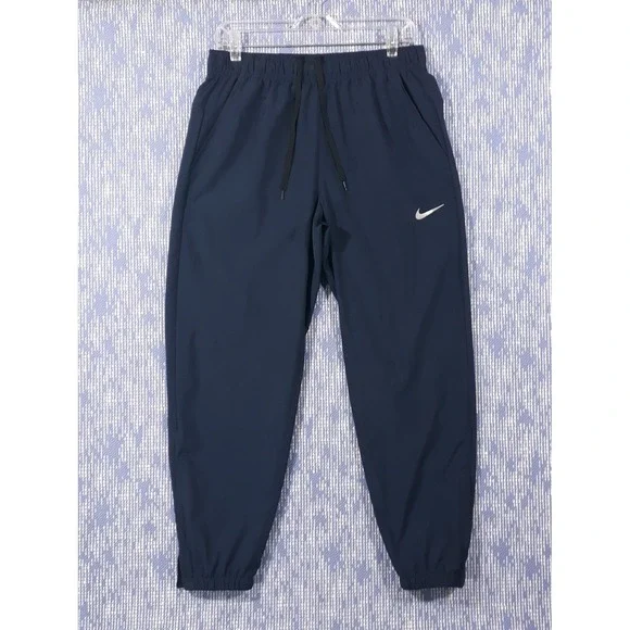 Nike Track Pants Mens Medium Dri-Fit Blue Elastic Waist Athletic Zippered Cuff