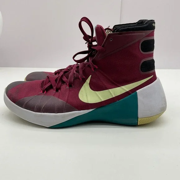 Nike Hyperdunk 2015 N7 Bordeaux‎ Lime Glow Basketball Shoes 814287-634 Mens 10.5