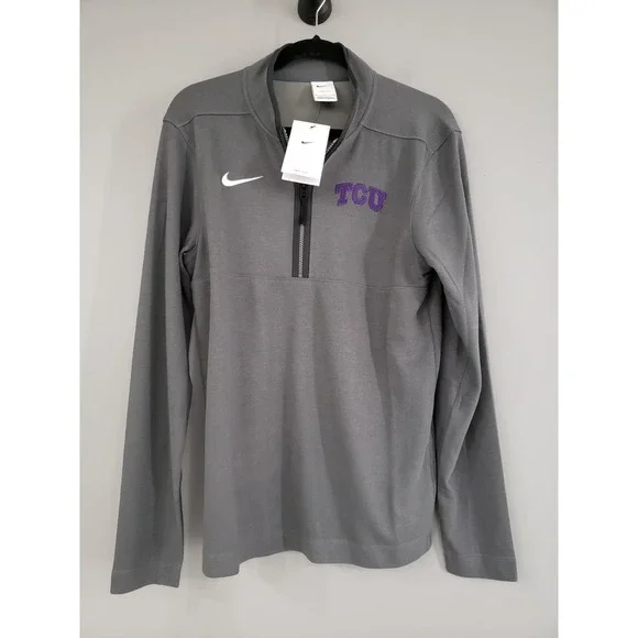 NEW ADULT SMALL- TCU Horned Frogs Shirt NCAA Football Nike Quarter Zip Pullover