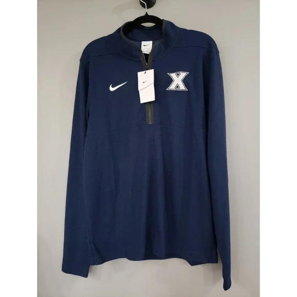 NWOT MEDIUM XAVIER UNIVERSITY MUSKETEERS NCAA Nike Quarter Zip Pullover Shirt