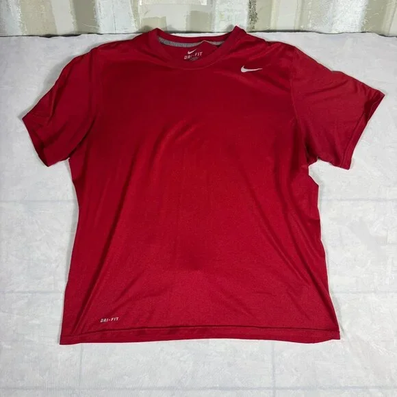 Nike Dri Fit Men's T-Shirt Red Crew‎ Neck Short Sleeve Performance Comfy Size XL