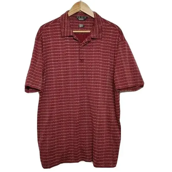 Nike Tiger Woods Golf Short Sleeve Polo Shirt Maroon Red Tan Floral XL Cotton 04