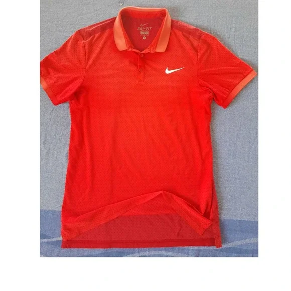 Nike Golf Men Medium Dri-FIT Performance  Perforated Mesh Polo Red 685221-657