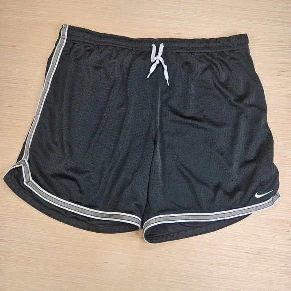 Nike Mesh Basketball Shorts Men L Black White Silver Trim 427068-010 Athletic