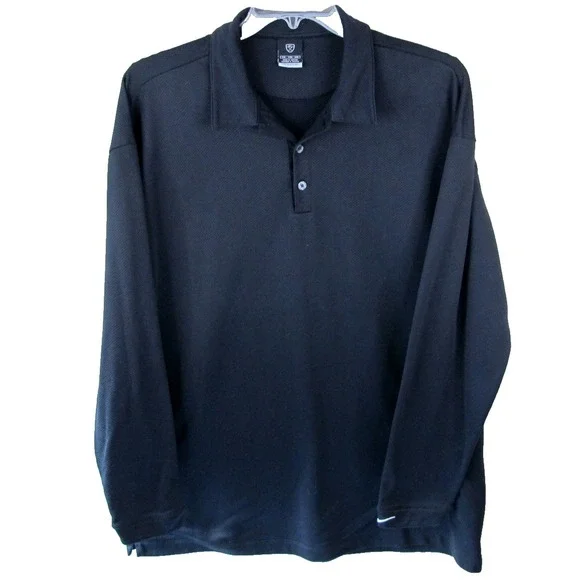 Vintage Nike Sphere Dry Long Sleeve 3-Button Henley Men's‎ XXL Black