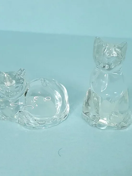 Lenox Cat Salt And Pepper Shakers Fine Crystal Germany