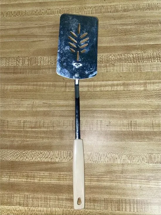 Vintage Koco White Handle Stainless Slotted Spatula 13” Japan EKCO Style