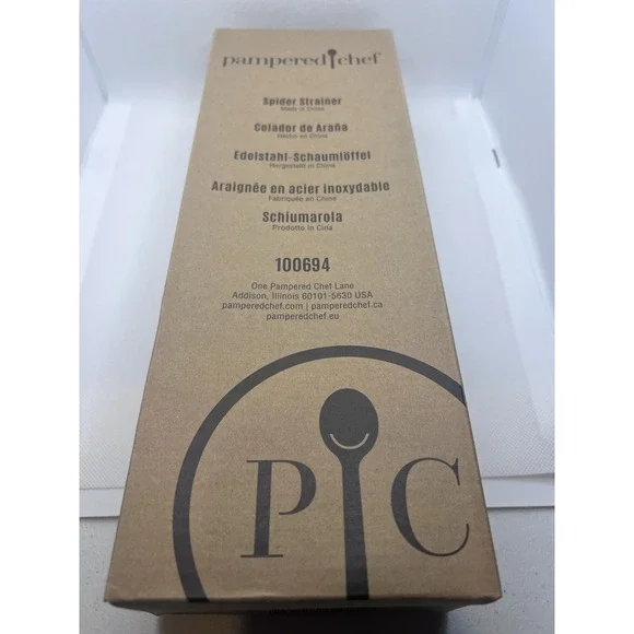New Pampered Chef Spider Strainer Skimmer #100694 NIB Stainless Steel Utensil