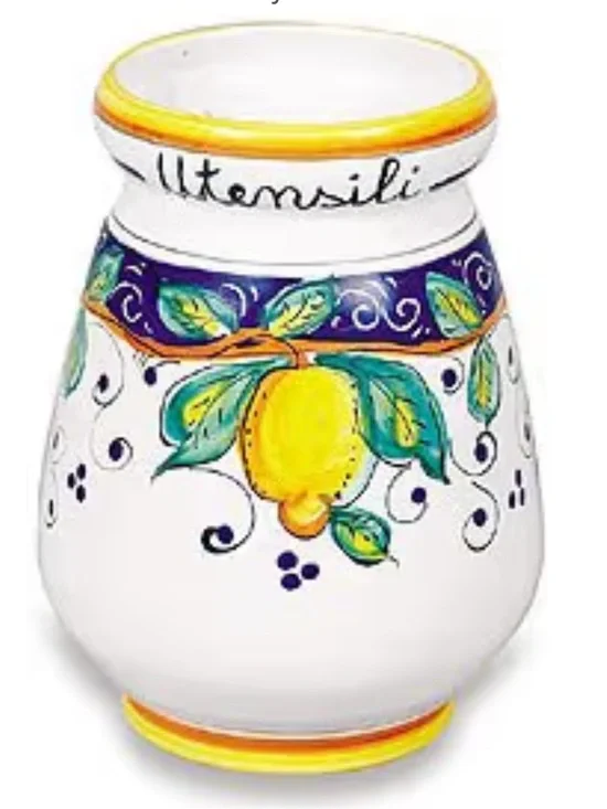 Umbria Alcantara Utensil Holder Arte D'ltalia Imports Handmade,Painted in Italy